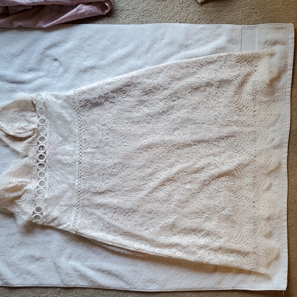 NWOT Party Dress or Slip. All-over lace, lined, in Ecru, Victoria's Secret S:Med